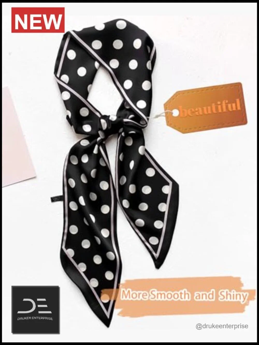 Satin Fashion Scarf Oblique Angle Design 59 x 5.9 inches